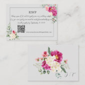Peony and Rose Greenery QR Code RSV Card Mitteilungskarte (Vorne/Hinten)