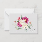Peony and Rose Greenery QR Code RSV Card Mitteilungskarte (Rückseite)
