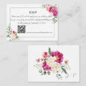 Peony and Rose Greenery QR Code RSV Mitteilungskarte (Vorne/Hinten)