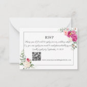 Peony and Rose Greenery QR Code RSV Mitteilungskarte (Vorderseite)