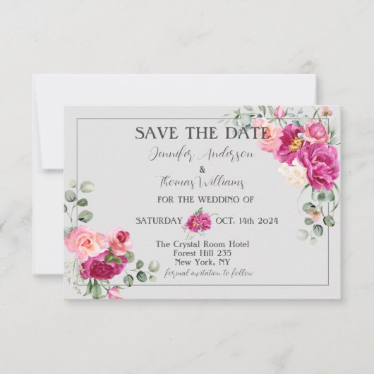 Peony and Rose Greenery Save the Date (Vorderseite)