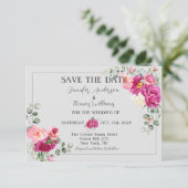 Peony and Rose Greenery Save the Date (Stehend Vorderseite)