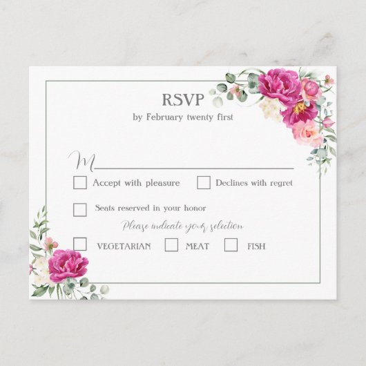 Peony and Rose Greenery UAWG Postcard Postkarte (Vorderseite)