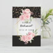 Peony anemone Werden Sie meine Brautjungfrau? Einladung (Stehend Vorderseite)