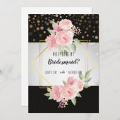 Peony anemone Werden Sie meine Brautjungfrau? Einladung (Vorne/Hinten)