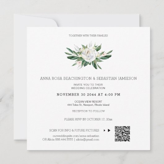 *~* PEONY AR15 Floral QR UAWG Frame Wedding Einladung (Rückseite)