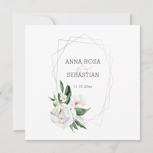 *~* PEONY AR15 QR UAWG Floral Frame Wedding Einladung (Vorderseite)