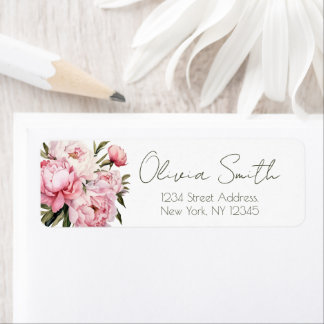 Peony baby Dusche Elegante Rücksendeadresse Label
