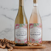Peony Be my Bridesmaid Wine or Sparkling Wine Labe Weinetikett