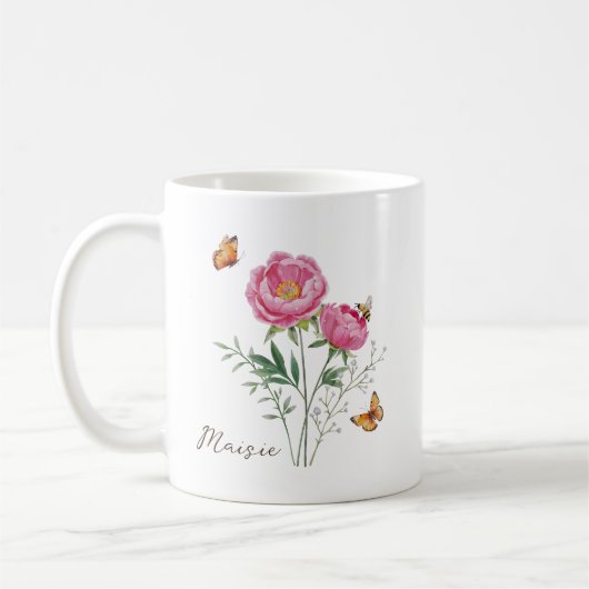 Peony Birth Month Flower Kaffeetasse (Links)