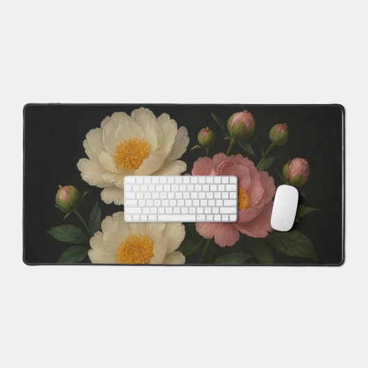 Peony Bloom Desk Mat Schreibtischunterlage (Tastatur & Maus)