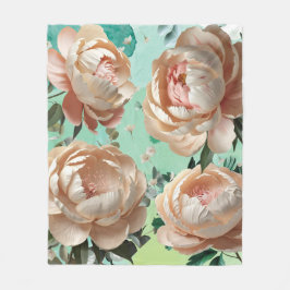 Peony Bloom Fleece Blanket Elegantes Blumendekor