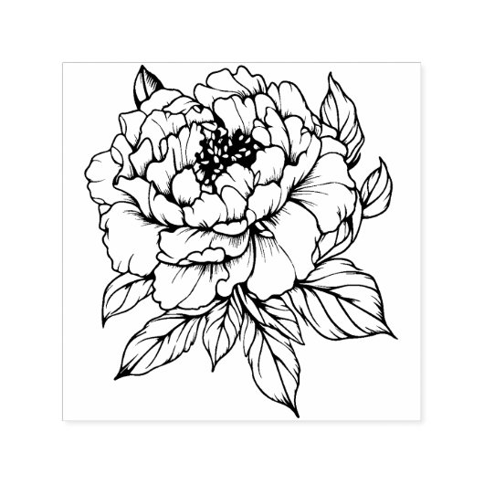 Peony Bloom Line Art Permastempel (Design)