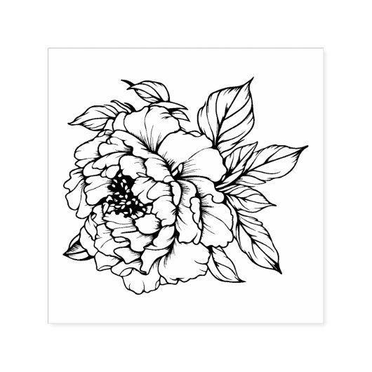 Peony Bloom Line Art Permastempel (Design)