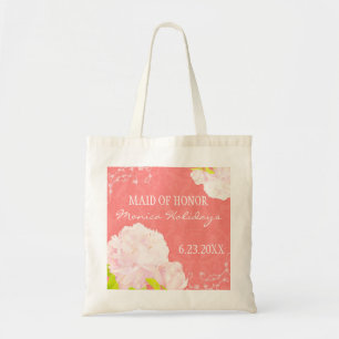 Peony Blossom Coral Wedding Trauzeugin Gift Tragetasche