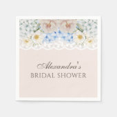 Peony Blue Hydrangea Brautparty Paper Napkin Serviette (Vorderseite)
