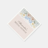 Peony Blue Hydrangea Brautparty Paper Napkin Serviette (Ecke)