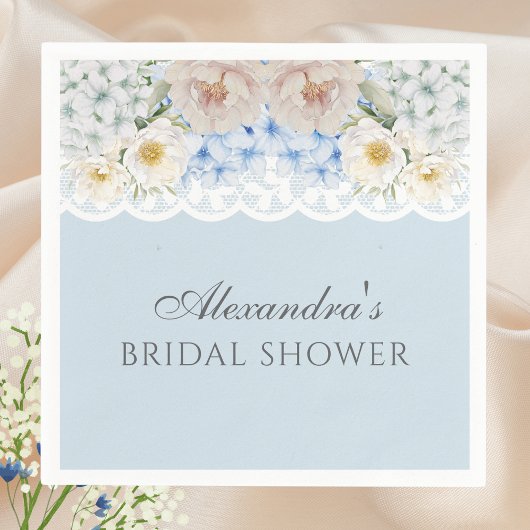 Peony Blue Hydrangea Brautparty Paper Napkin Serviette