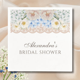 Peony Blue Hydrangea Brautparty Paper Napkin Serviette