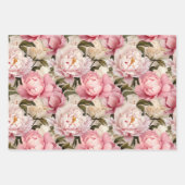 Peony blüht große rosa, weiße Wiederholungsmuster Geschenkpapier Set (Vorderseite 3)