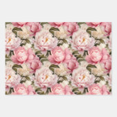 Peony blüht große rosa, weiße Wiederholungsmuster Geschenkpapier Set (Vorderseite)