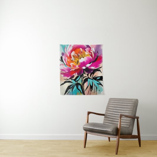 Peony Blume Abstrakt Art Blumenkolorum Helle Wandteppich (Beispiel)