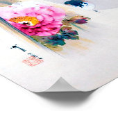 Peony Blume and Sparrow in Snow, Watanabe Seitei Poster (Ecke)
