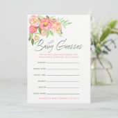 Peony Blume Baby Shower Baby Predictions Game Einladung (Stehend Vorderseite)