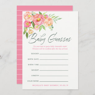 Peony Blume Baby Shower Baby Predictions Game Einladung