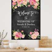 Peony Blume Chalkboard Willkommen bei unserer Hoch Poster (Küche)