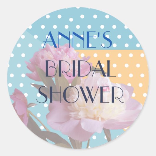 Peony Blume & Dots Brautparty Sticke Runder Aufkleber (Vorderseite)
