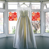 Peony Blume Double Xi Chinesische Hochzeit Fensteraufkleber