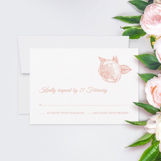 Peony Blume Elegante Wedding RSVP Karte