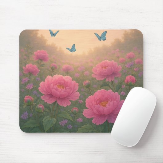 Peony Blume Field bei Sunset Mousepad (Mit Mouse)