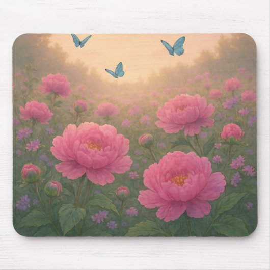 Peony Blume Field bei Sunset Mousepad (Vorne)