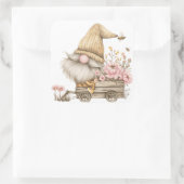 Peony Blume Gnome Quadratischer Aufkleber (Tasche)