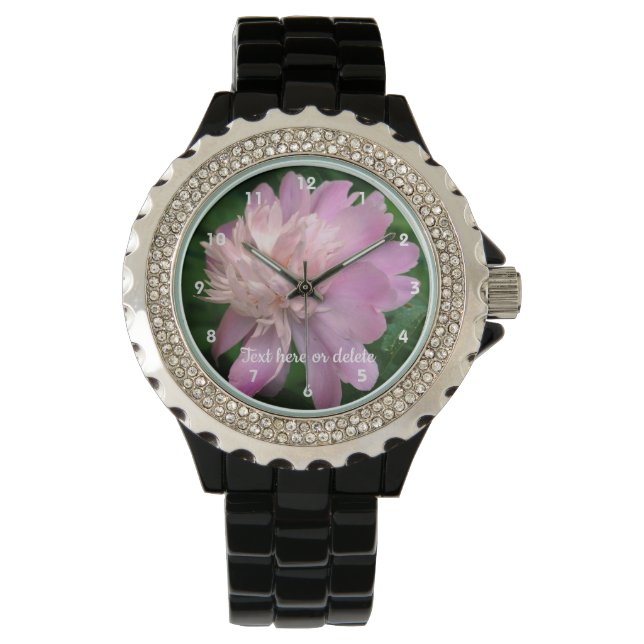 Peony Blume in Bloom Personalisiert Armbanduhr (Vorderseite)