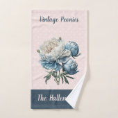 Peony Blume in Blue & White auf Pink & Blue Badhandtuch Set (Handtuch)