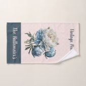 Peony Blume in Blue & White auf Pink & Blue Badhandtuch Set (Handtuch)