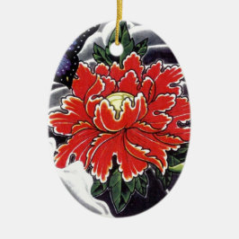 Peony Blume Japanisches Tätowierdesign Keramik Ornament