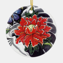 Peony Blume Japanisches Tätowierdesign Keramikornament