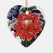 Peony Blume Japanisches Tätowierdesign Keramikornament (Rechts)