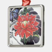 Peony Blume Japanisches Tätowierdesign Silbernes Ornament (Links)