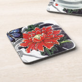 Peony Blume Japanisches Tätowierdesign Untersetzer (Linke Seite)