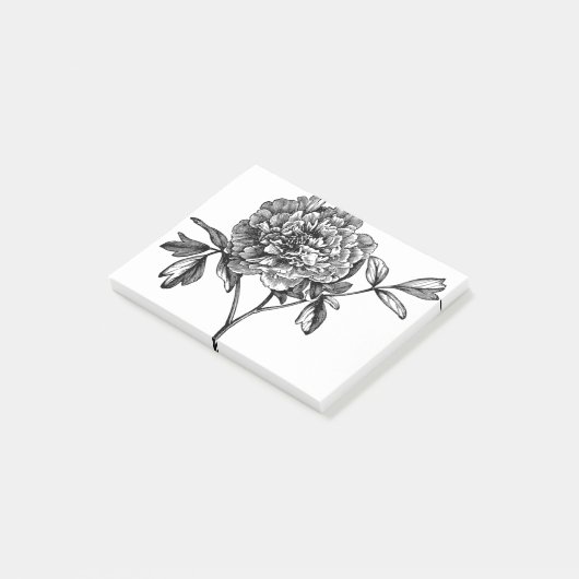 Peony Blume Line Art Pflanze Post-it Klebezettel (angewinkelt)