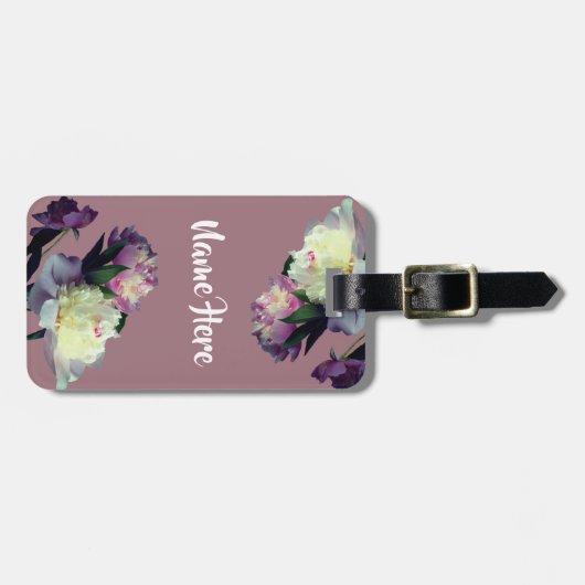Peony Blume Luggae Tags Gepäckanhänger (Vorderseite horizontal)