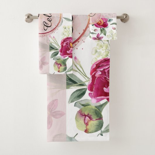 Peony Blume nahtlose Muster Throw Kissen Badhandtuch Set (Insitu)