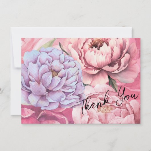 Peony Blume Personalisiert Dankeskarte (Vorderseite)