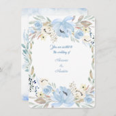 Peony Blume Powder Blue Watercolor Einladung (Vorne/Hinten)