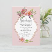 Peony Blume Quinceañera Einladung (Stehend Vorderseite)